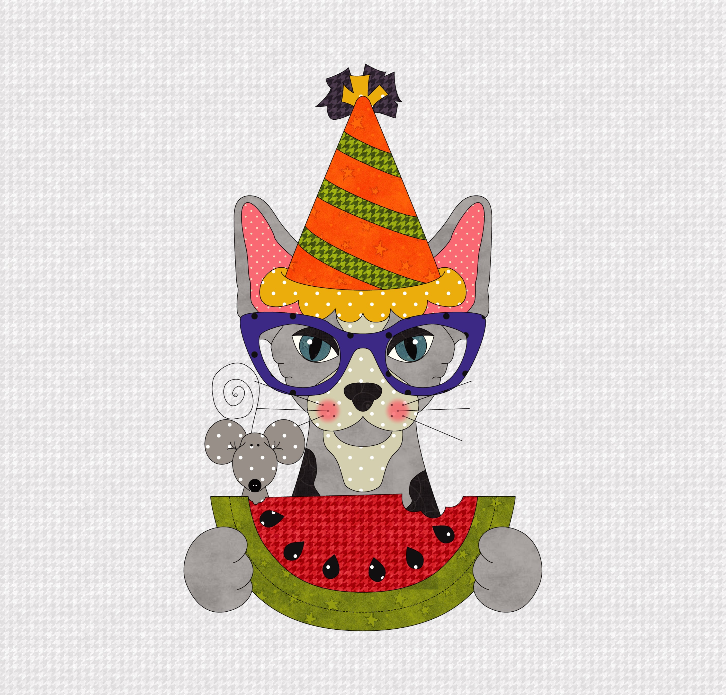 Sphynx Hat On A Cat Applique