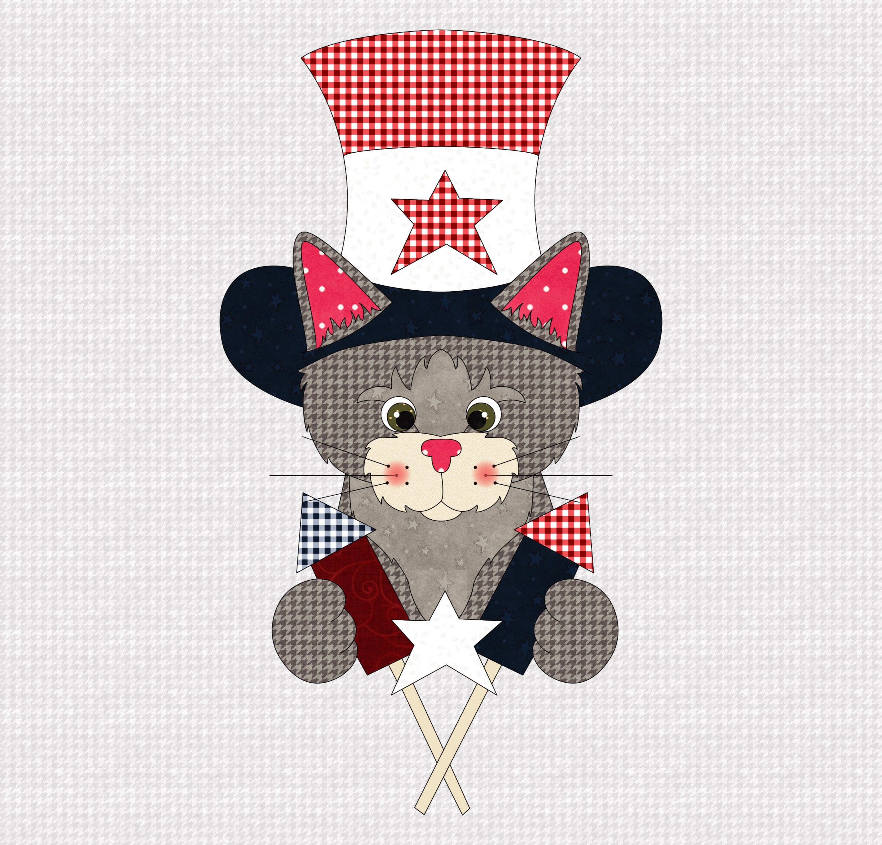 Tabby Hat On A Cat Applique