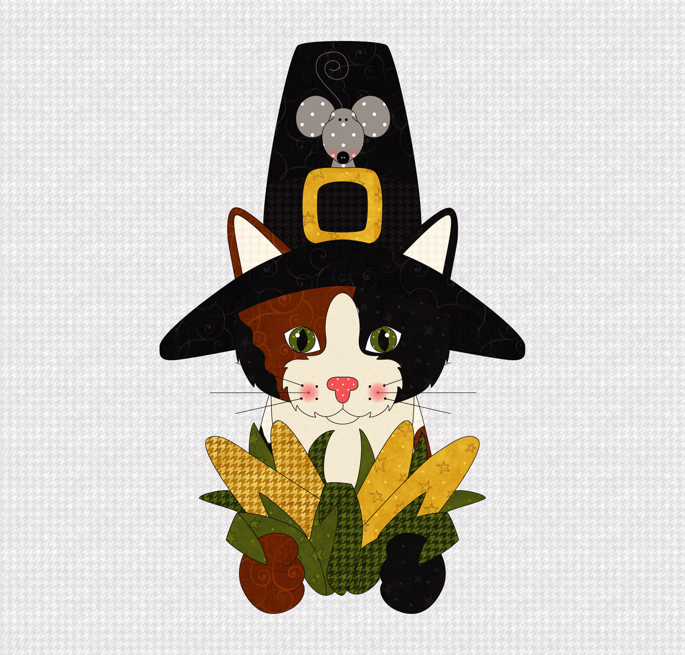 Calico Hat on a Cat Applique