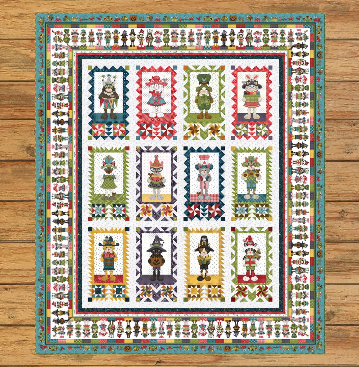 Hat on a Cat Quilt Block of the Month Kit Version #2