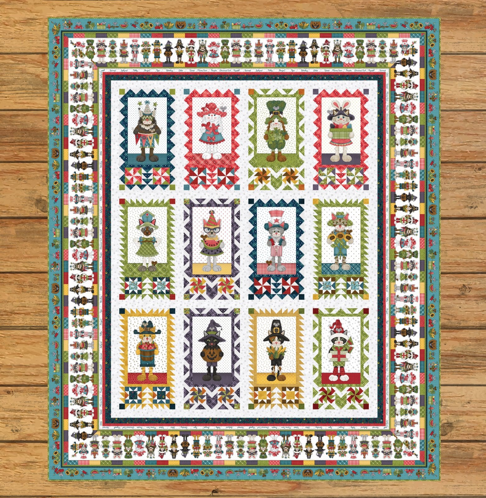 Hat on a Cat Quilt Block of the Month Kit Version #2