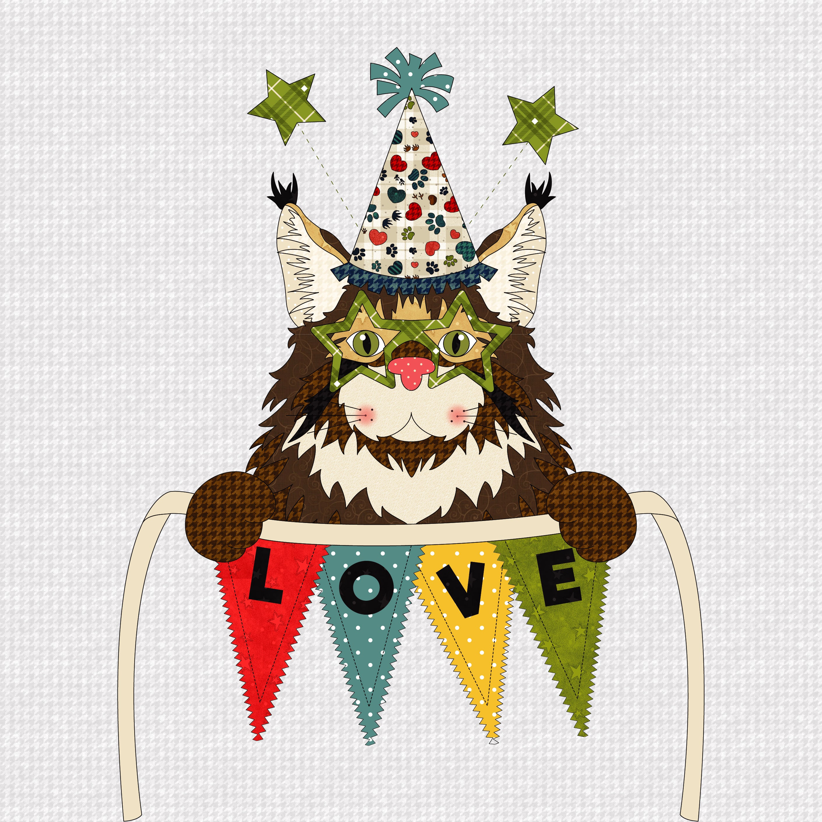 Maine Coon Hat On A Cat Applique