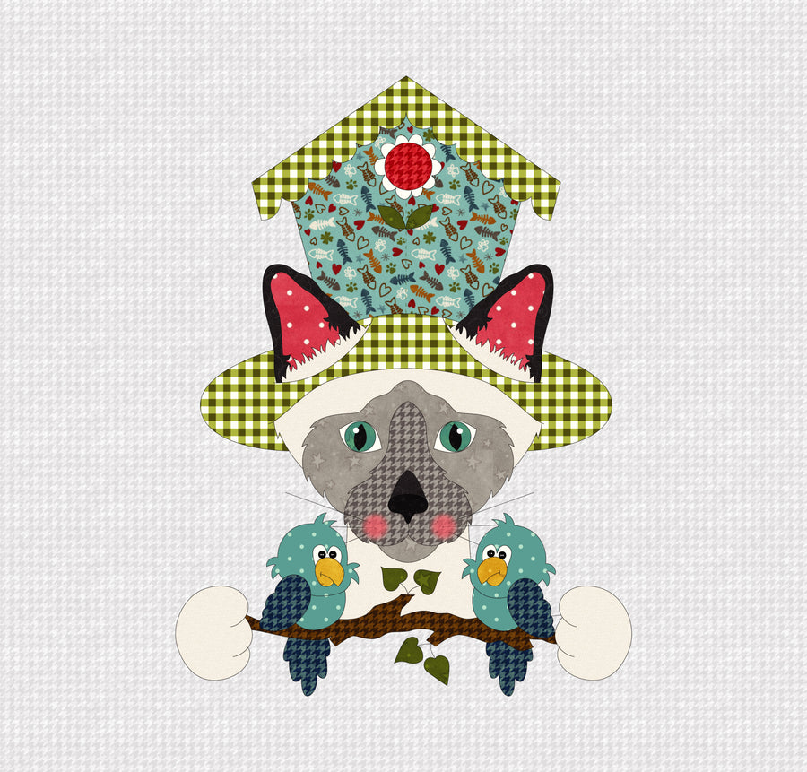 Siamese Hat On A Cat Applique