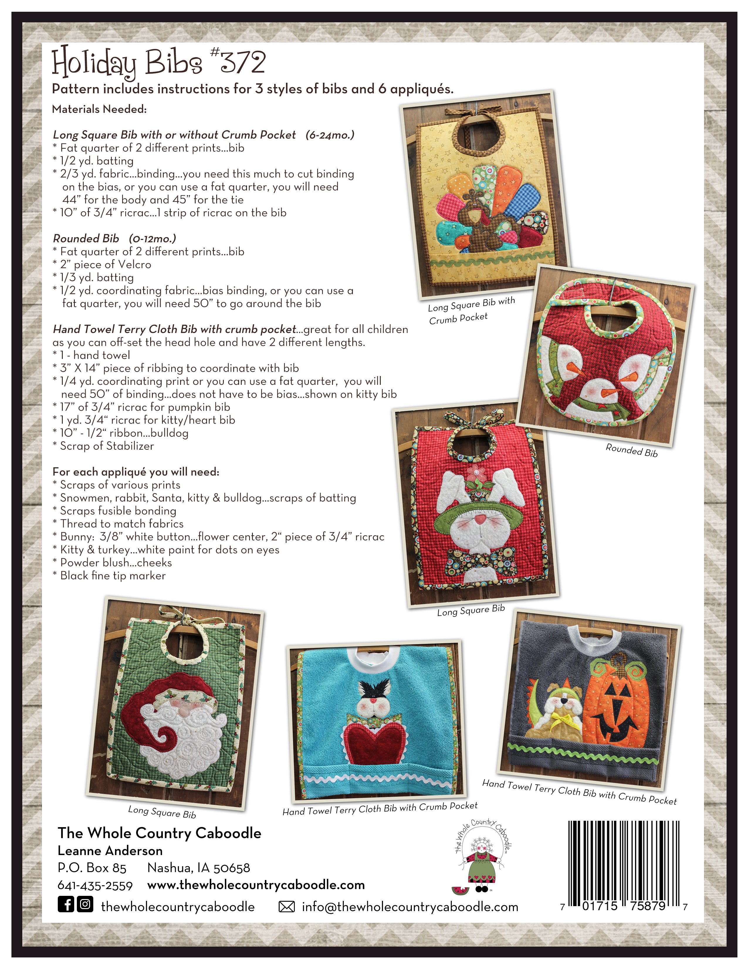 Holiday Bibs Pattern