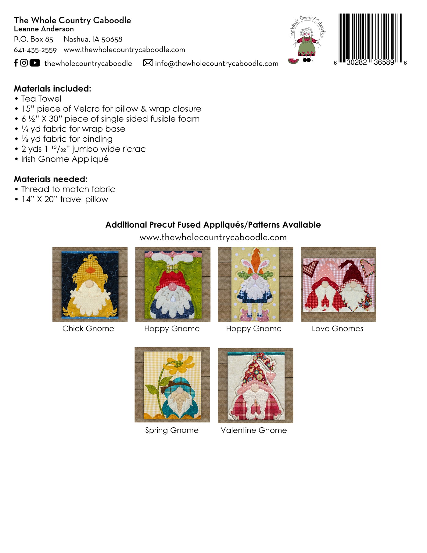 Irish Gnome Pillow Wrap & Cover Kit