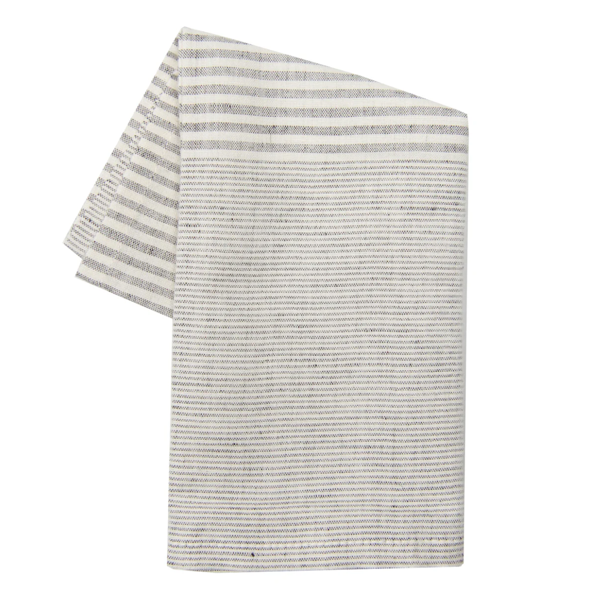 Cotton Linen Blend Tea Towel Mini Stripe Black/Natural