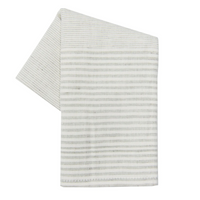 Cotton Linen Blend Tea Towel Mini Stripe Mushroom/Natural