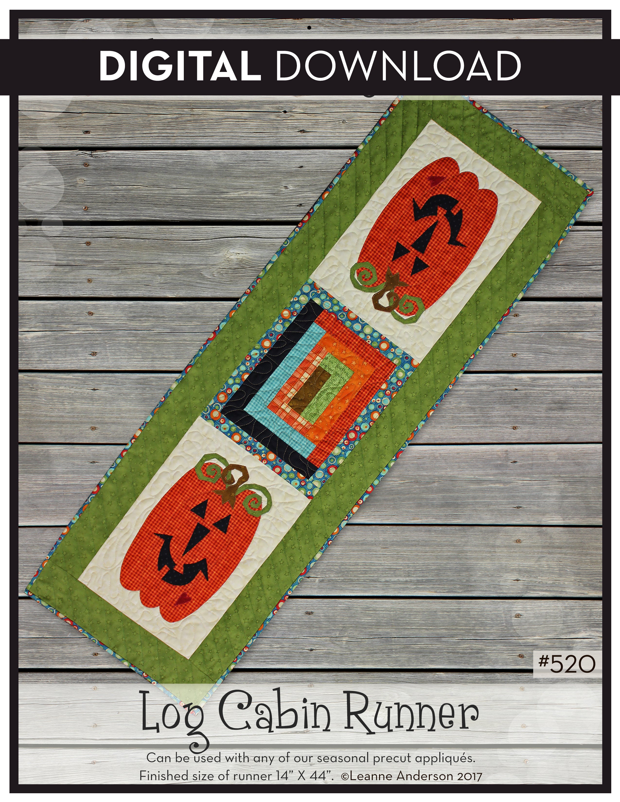 Log Cabin Runner (Applique not included)