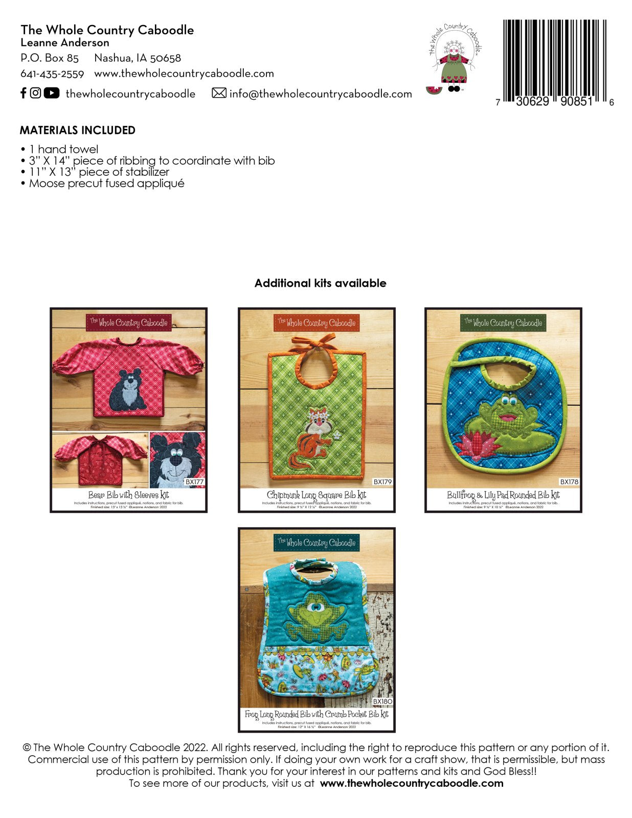 Moose Hand Towel Terry Cloth Bib Kit