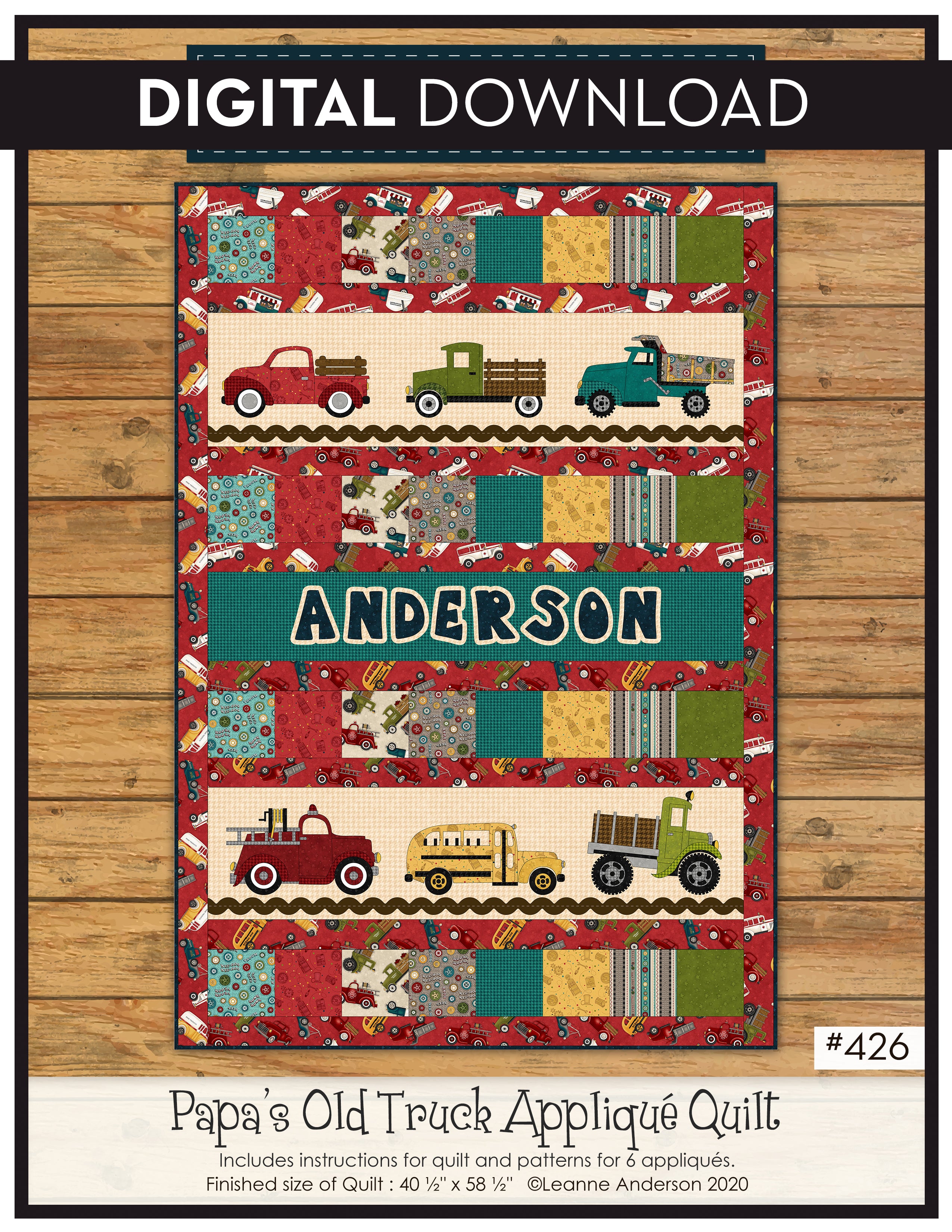 Papa's Old Truck Applique Quilt Pattern
