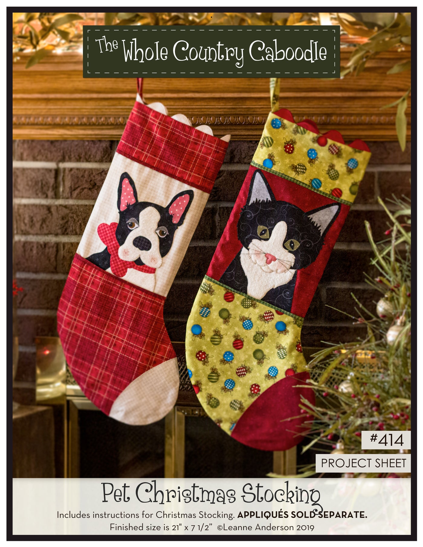 Pet Christmas Stocking Pattern (Appliques not included)