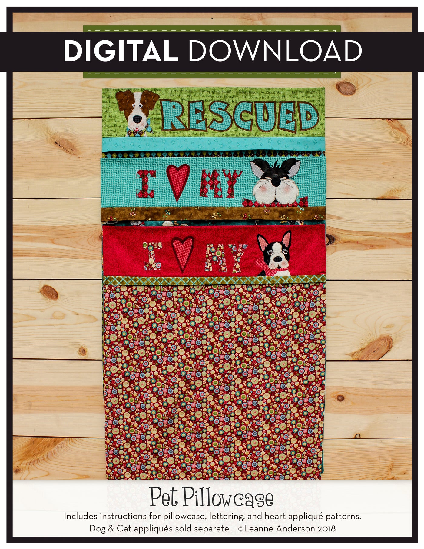 Pet Pillowcase Pattern (Appliques not included)