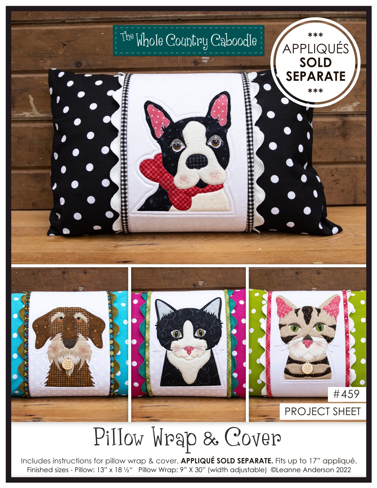 Pillow Wrap & Cover Project Sheet (Applique not Included)