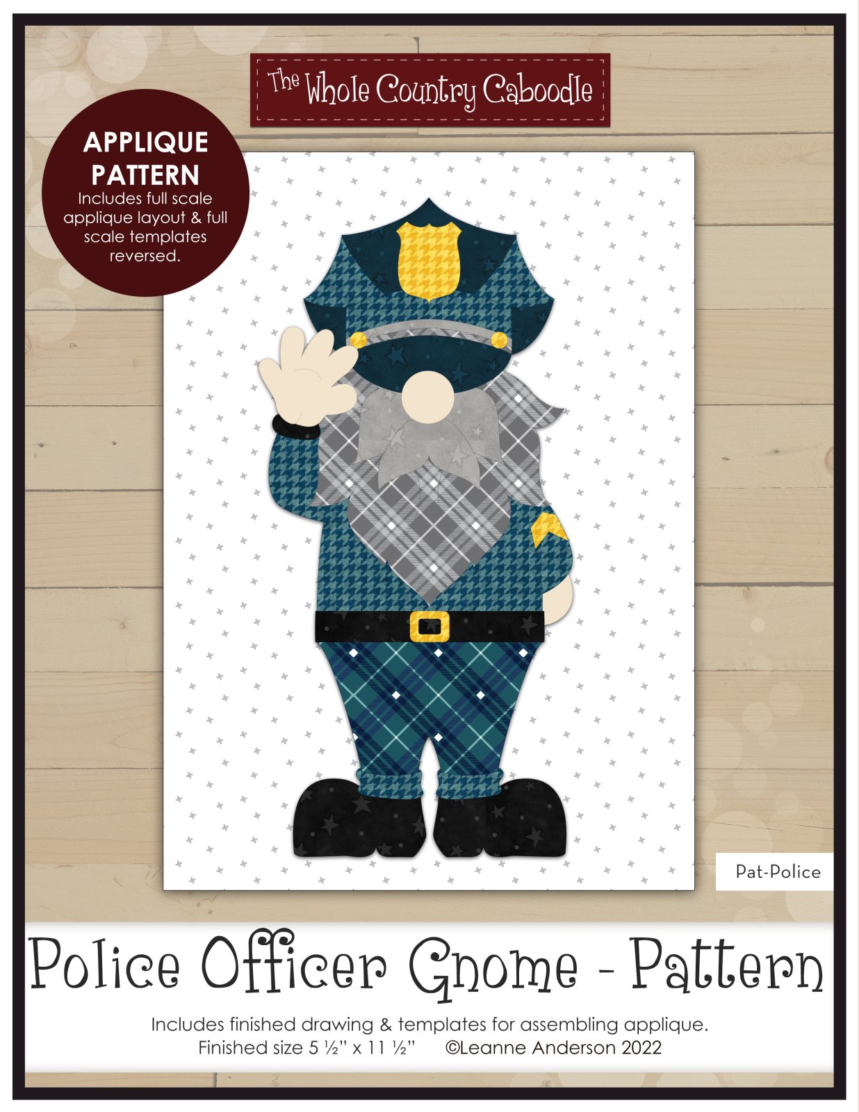 Police Officer Gnome Applique