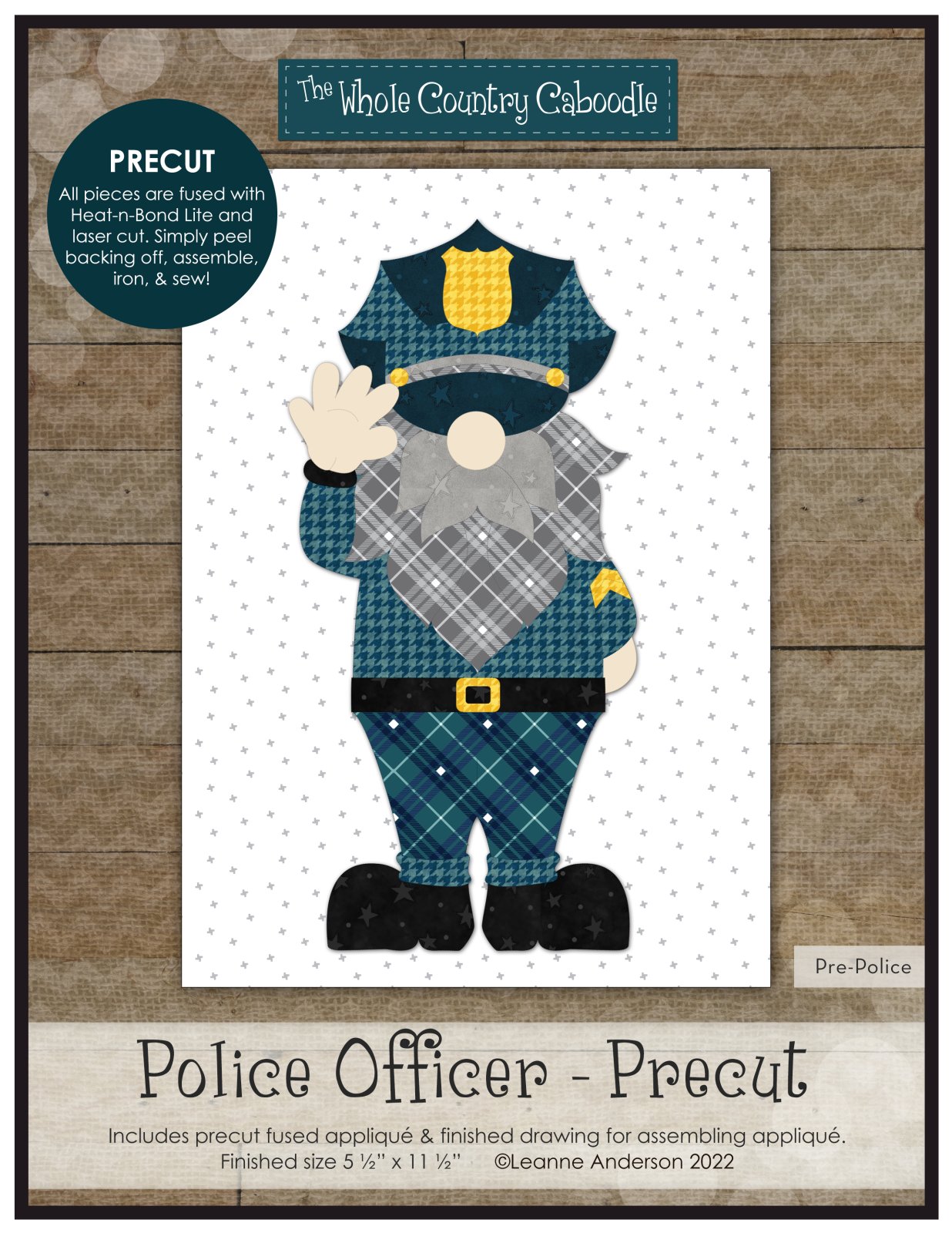 Police Officer Gnome Applique