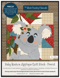 Baby Koala & Applique Quilt Block Precut Fused Applique Pack