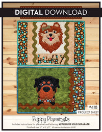 Puppy Placemats Pattern (Appliques not included)