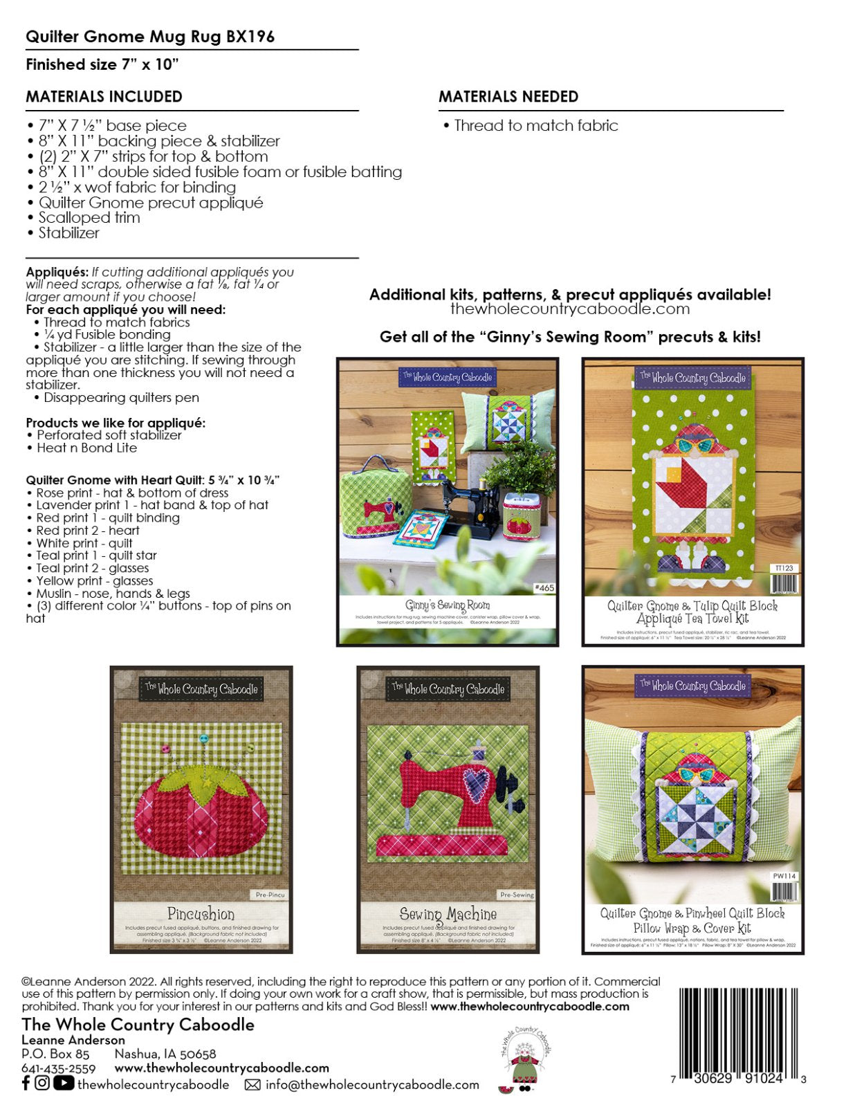 Quilter Gnome Mug Rug Kit