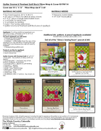 Quilter Gnome & Pinwheel Quilt Block Pillow Wrap & Cover Kit