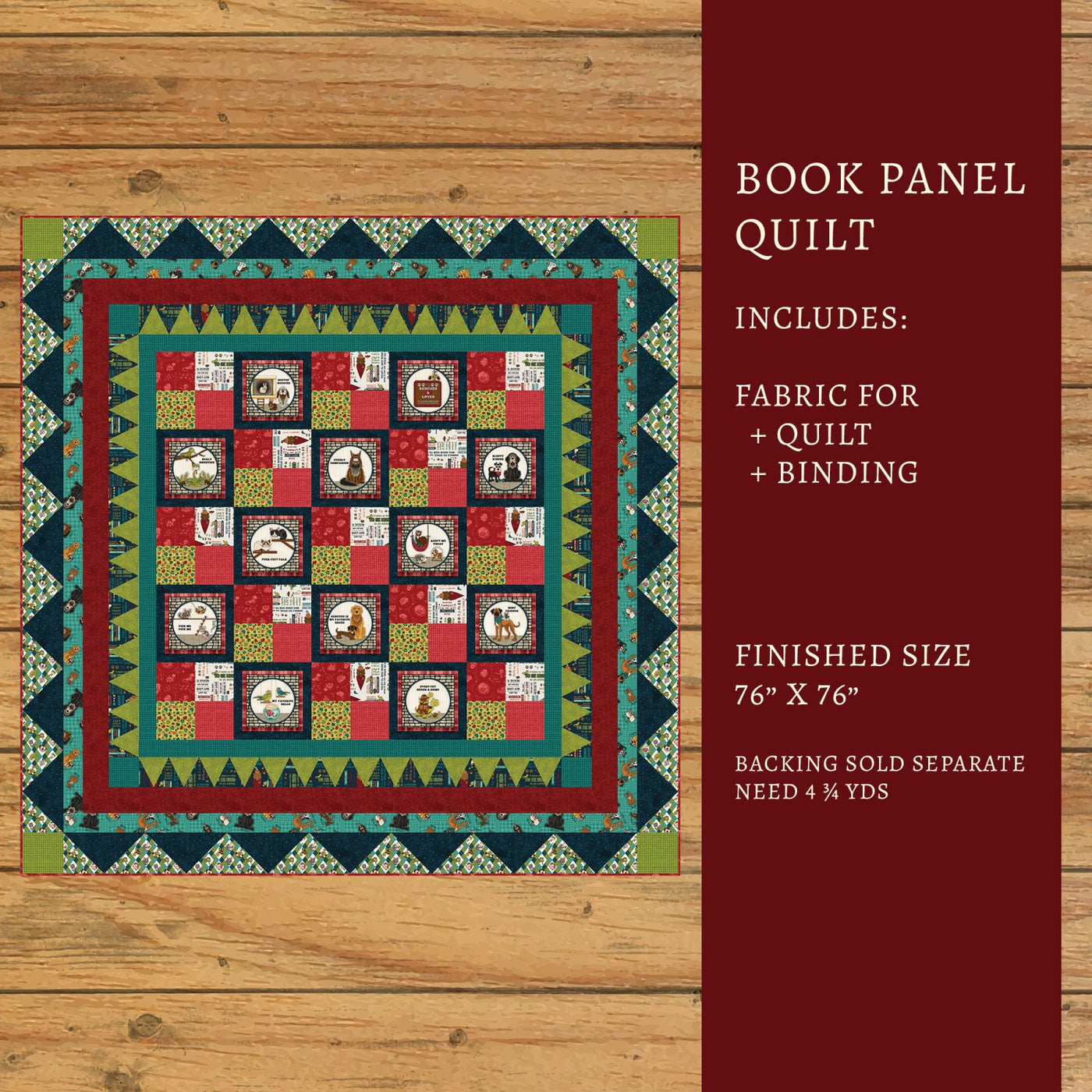 Rescued & Loved Book Panel Quilt Kit