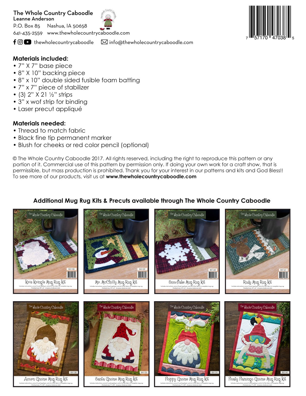 Santa Mug Rug Kit