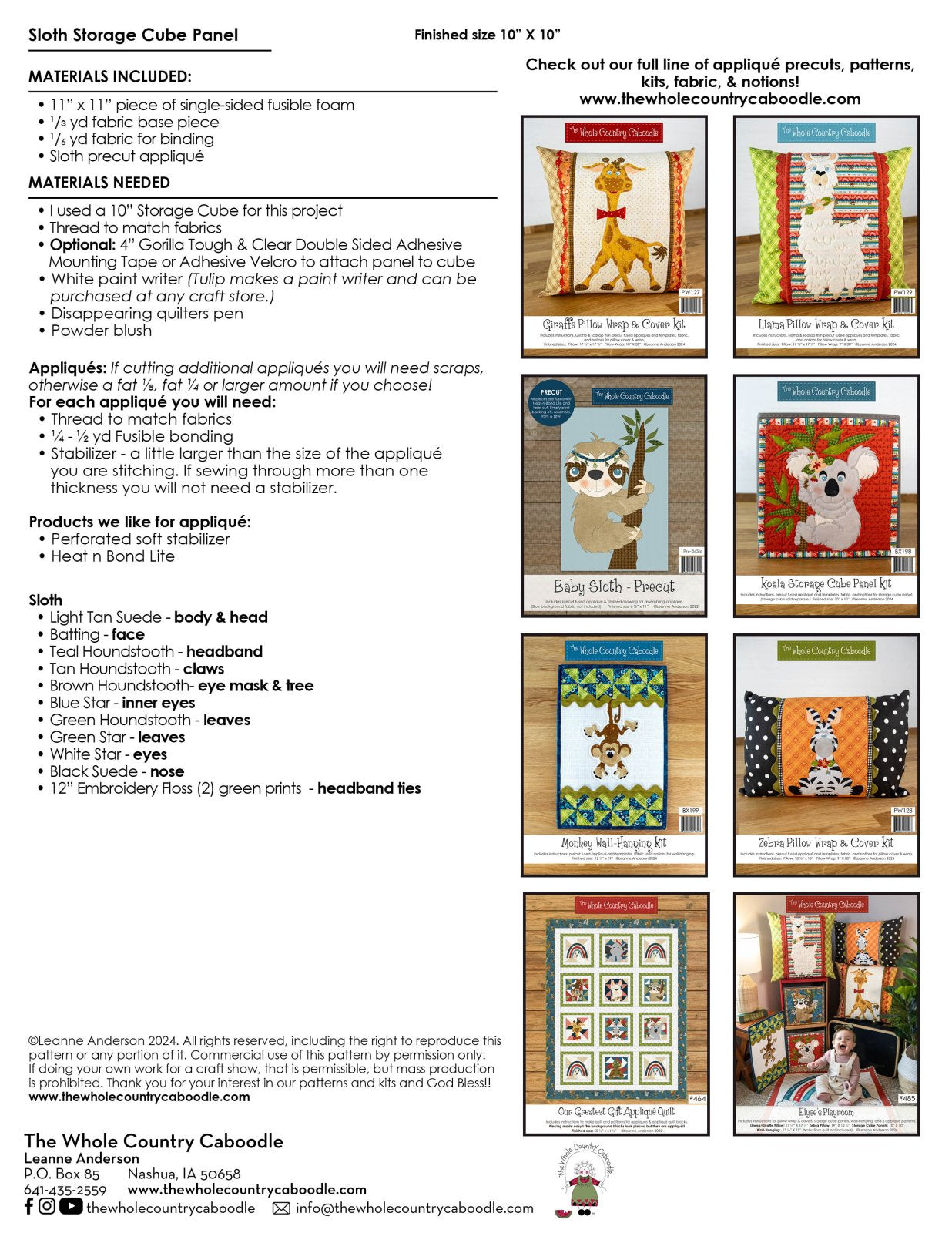 Sloth Storage Cube Panel Kit