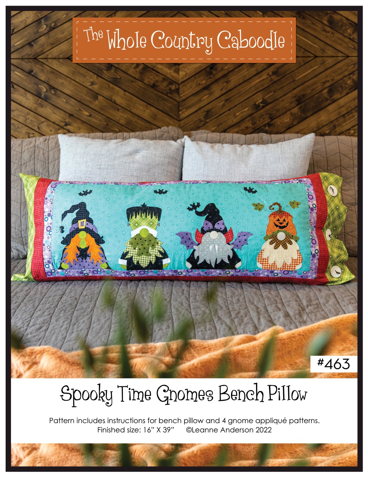 Spooky Time Gnomes Bench Pillow Pattern