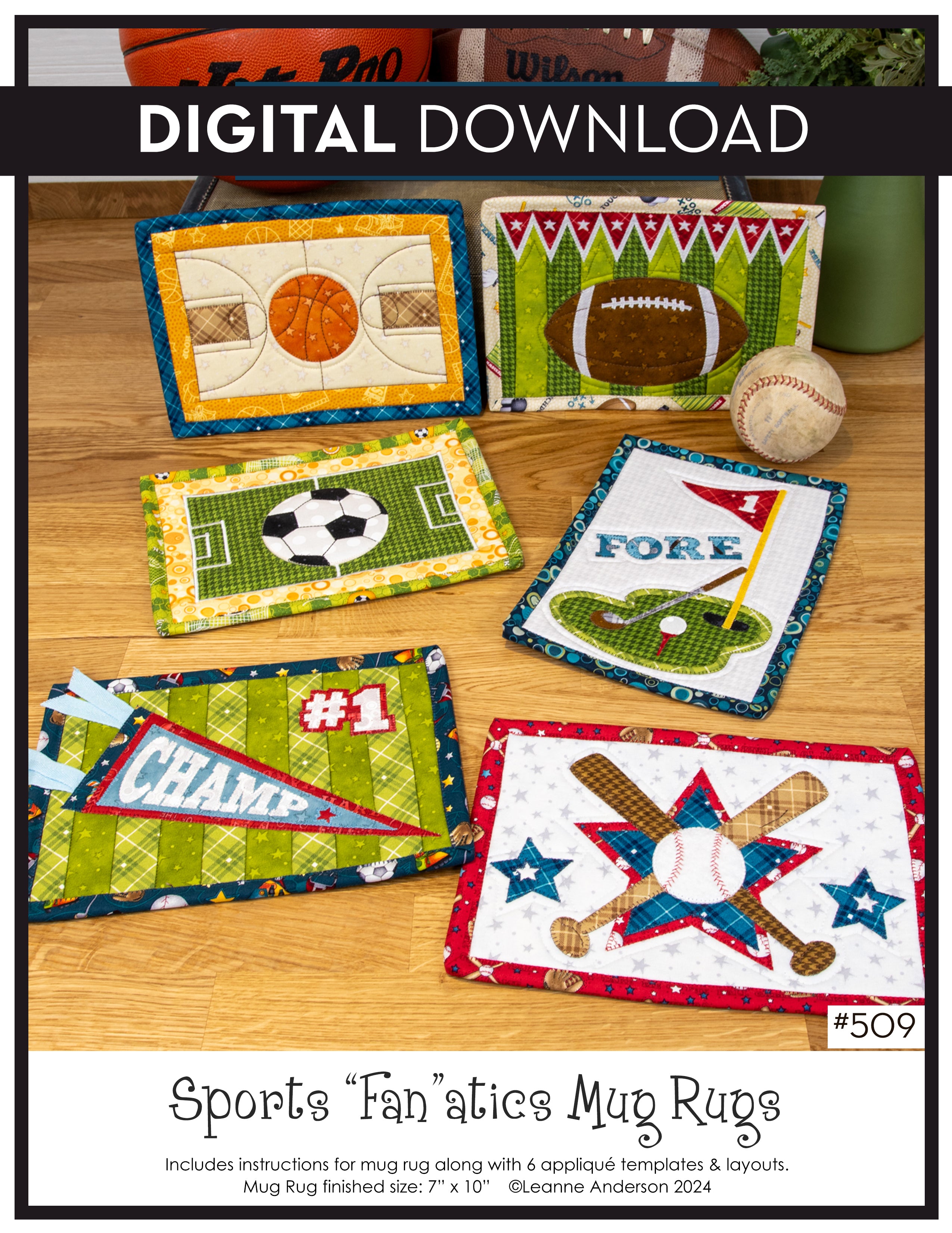Sports Fanatics Mug Rugs Pattern