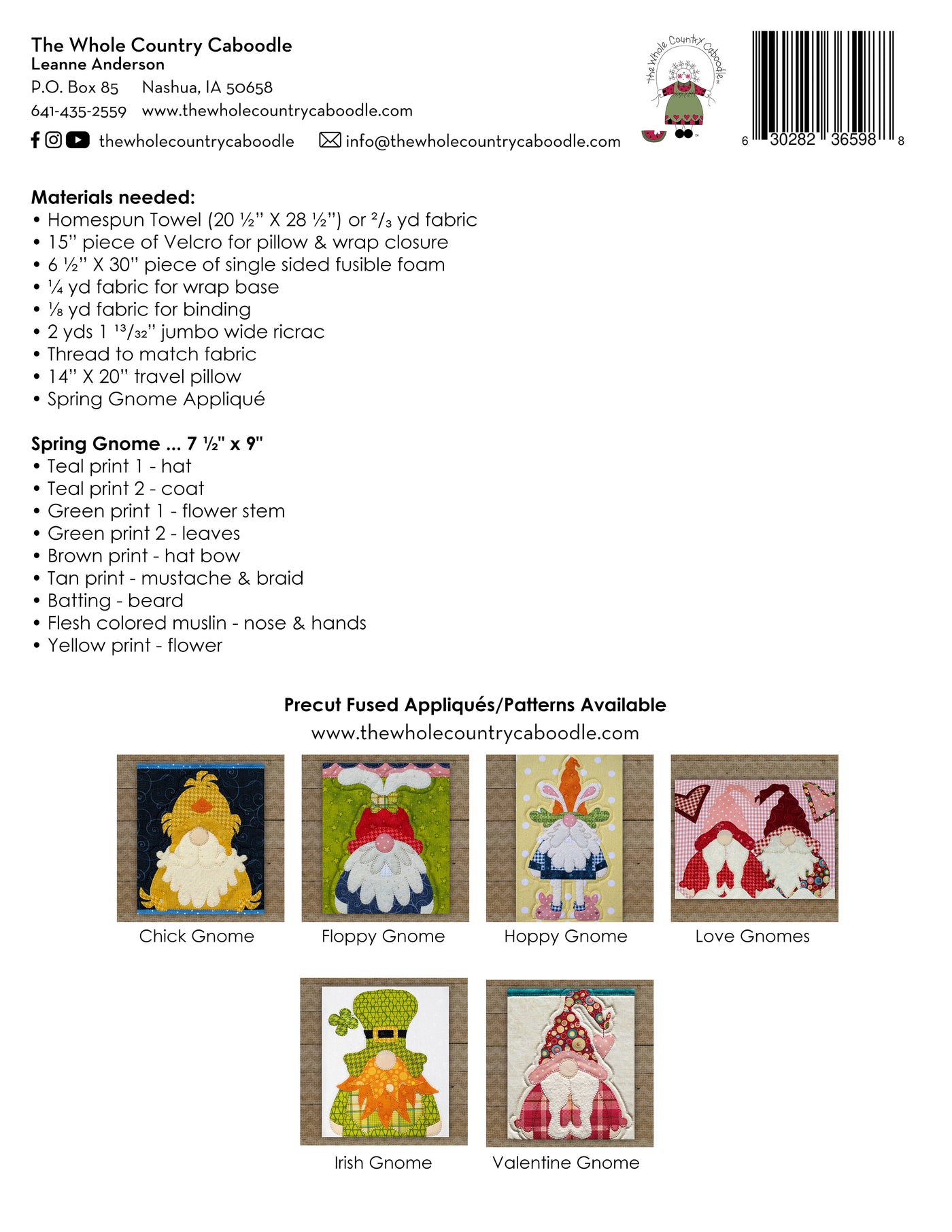 Spring Gnome Pillow Wrap & Cover Pattern
