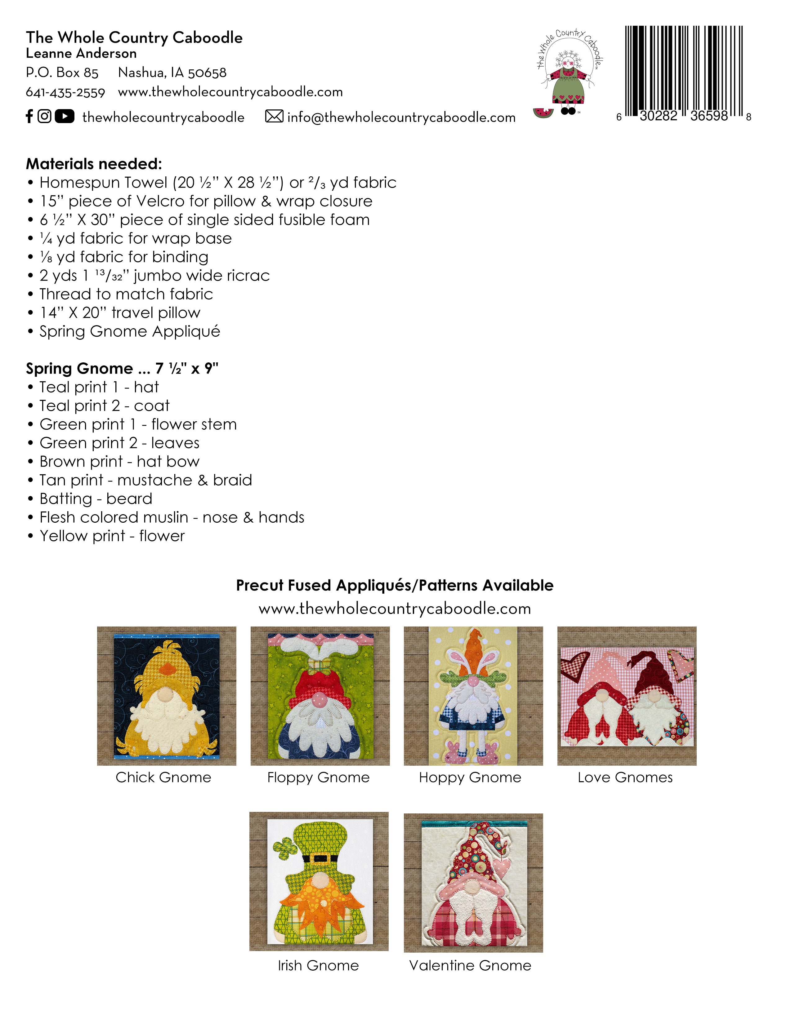Spring Gnome Pillow Wrap & Cover Pattern