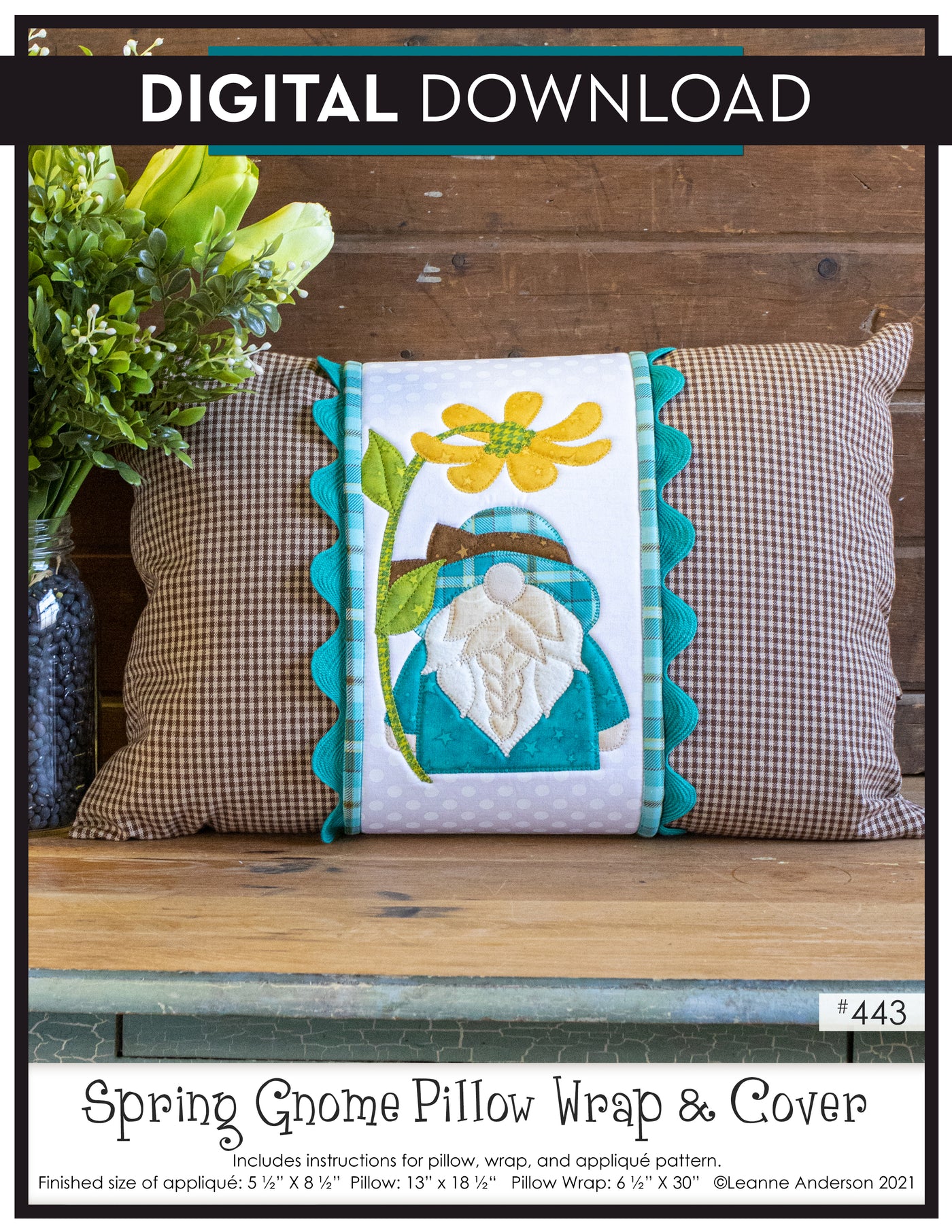 Spring Gnome Pillow Wrap & Cover Pattern