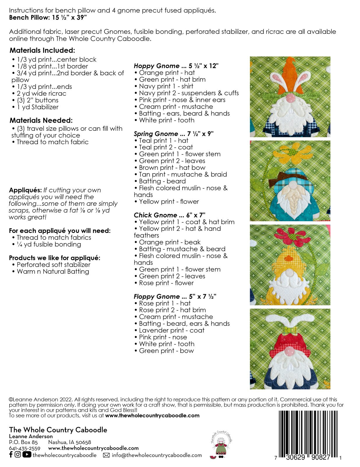 Spring Gnome Bench Pillow Kit