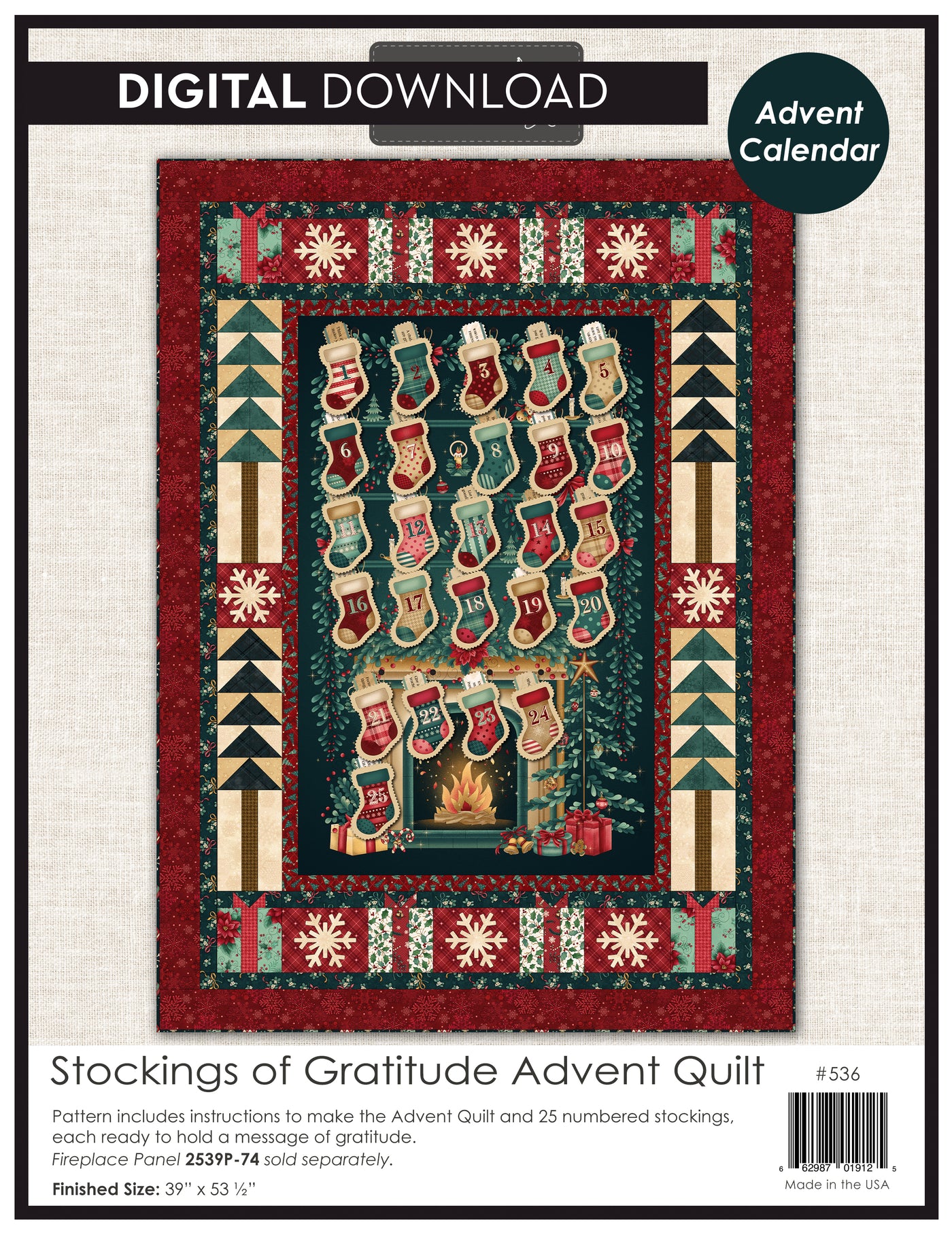 Stockings of Gratitude Advent Calendar Quilt Pattern