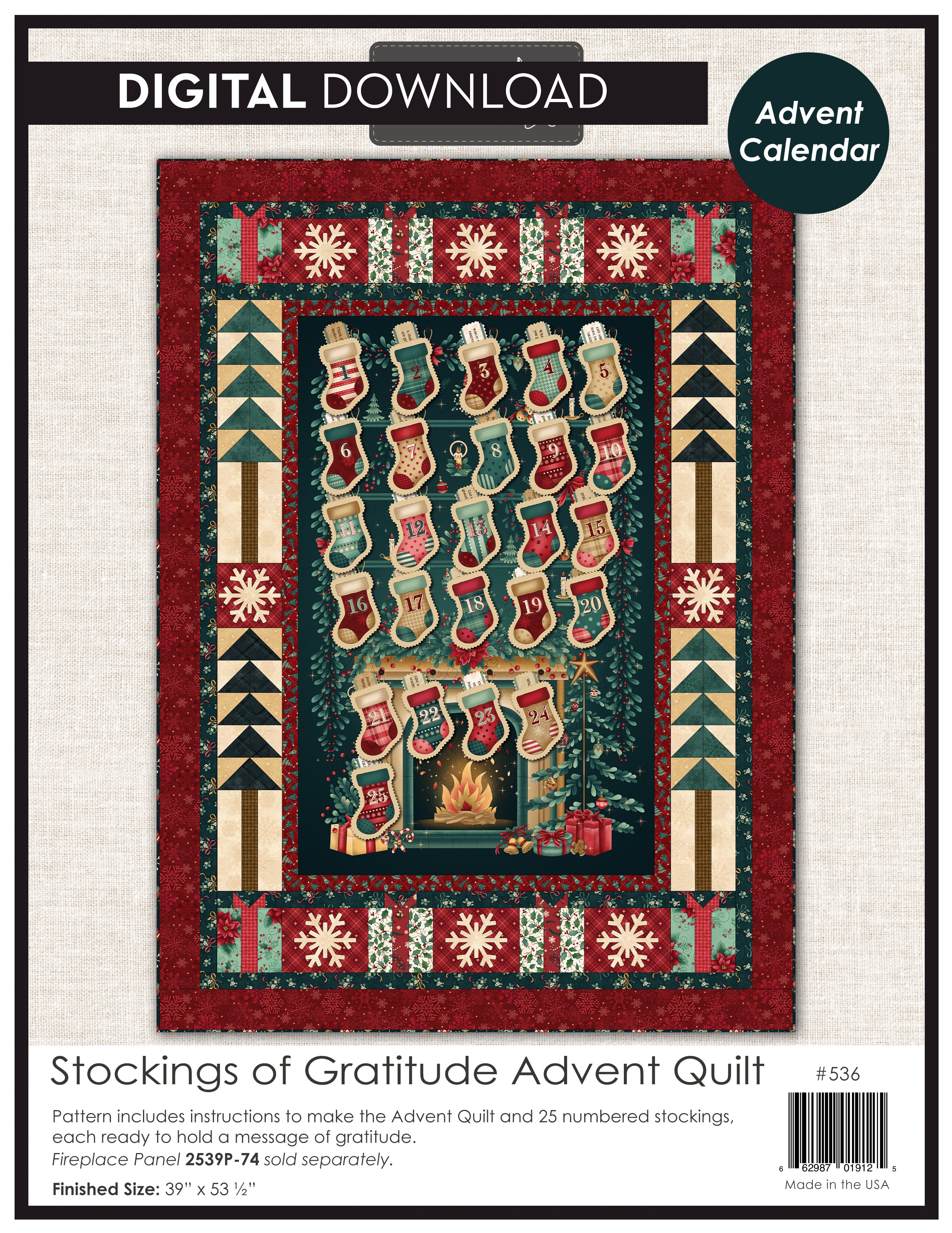 Stockings of Gratitude Advent Calendar Quilt Pattern