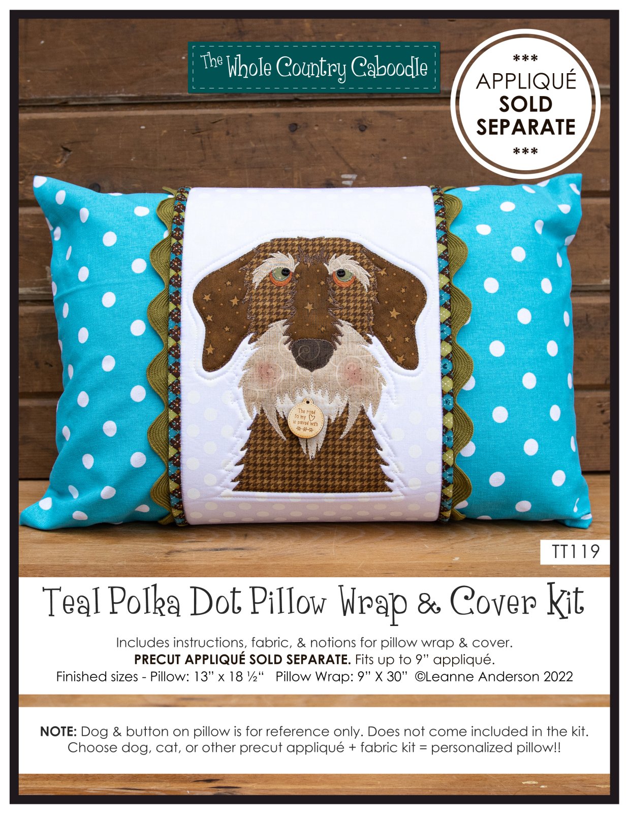 Teal Polka Dot Pillow Wrap & Cover Kit