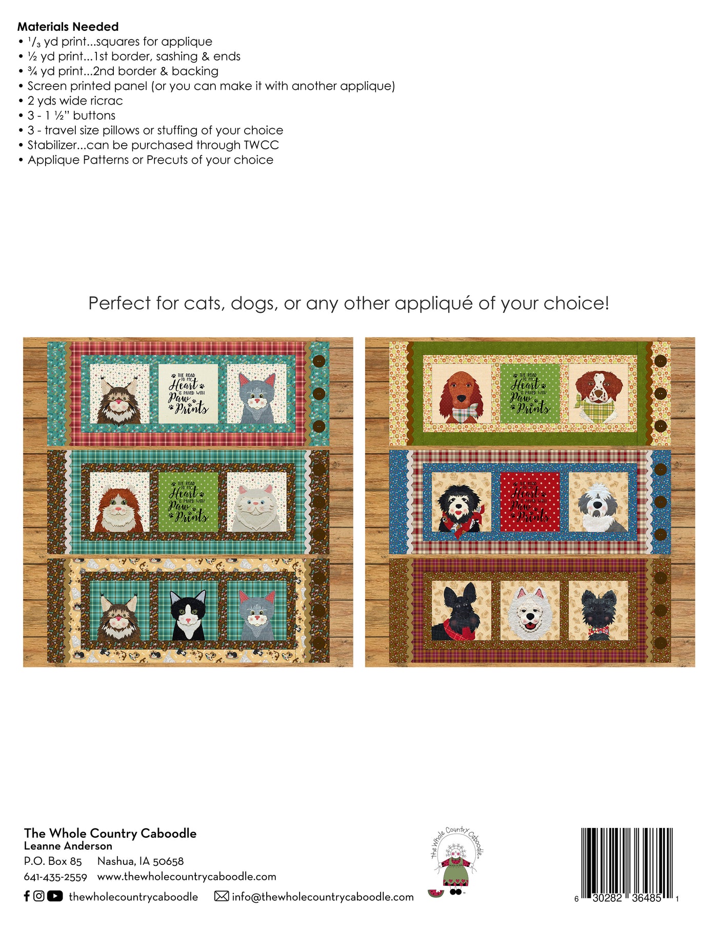 The Road To My Heart Bench Pillow Pattern (Appliques not included)