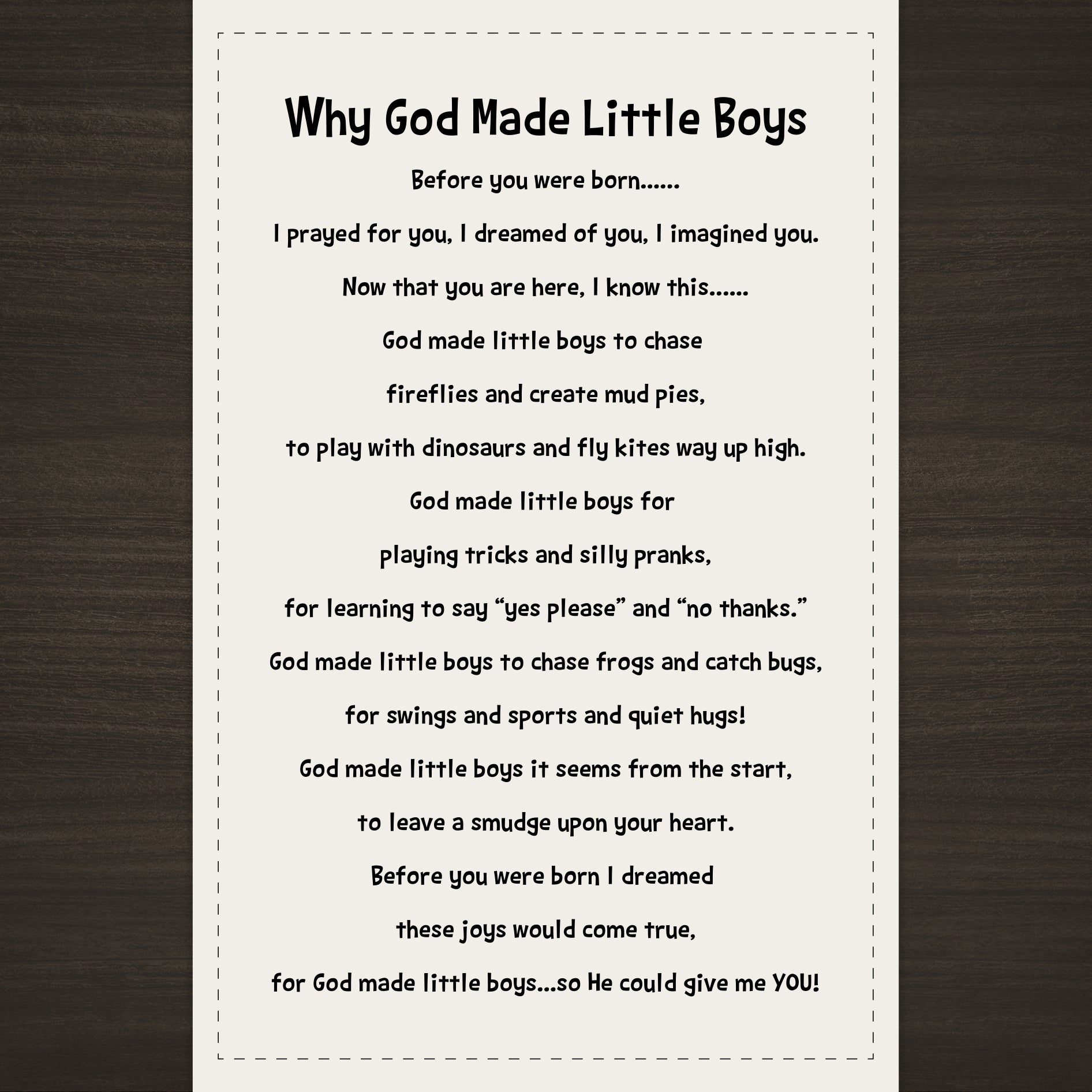 Why God Made Little Boys Panel & Pattern