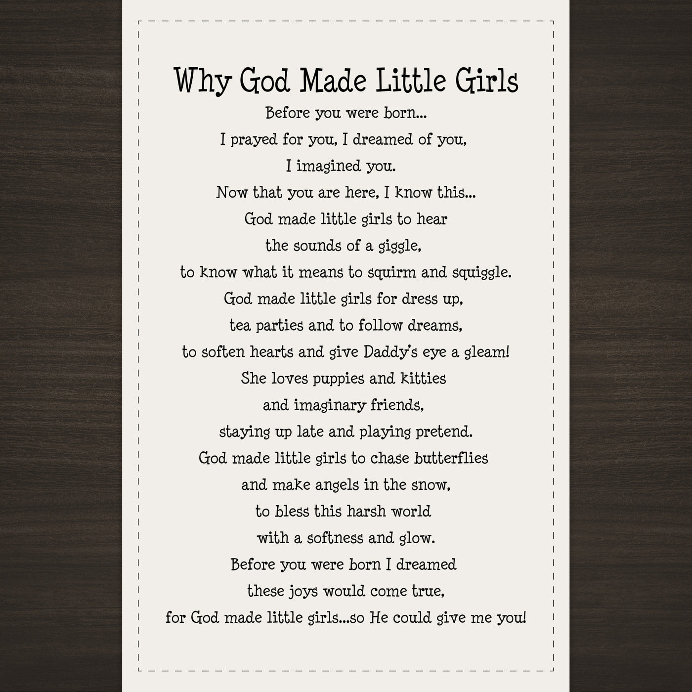 Why God Made Little Girls Panel & Pattern