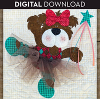 Ballerina Bear Applique