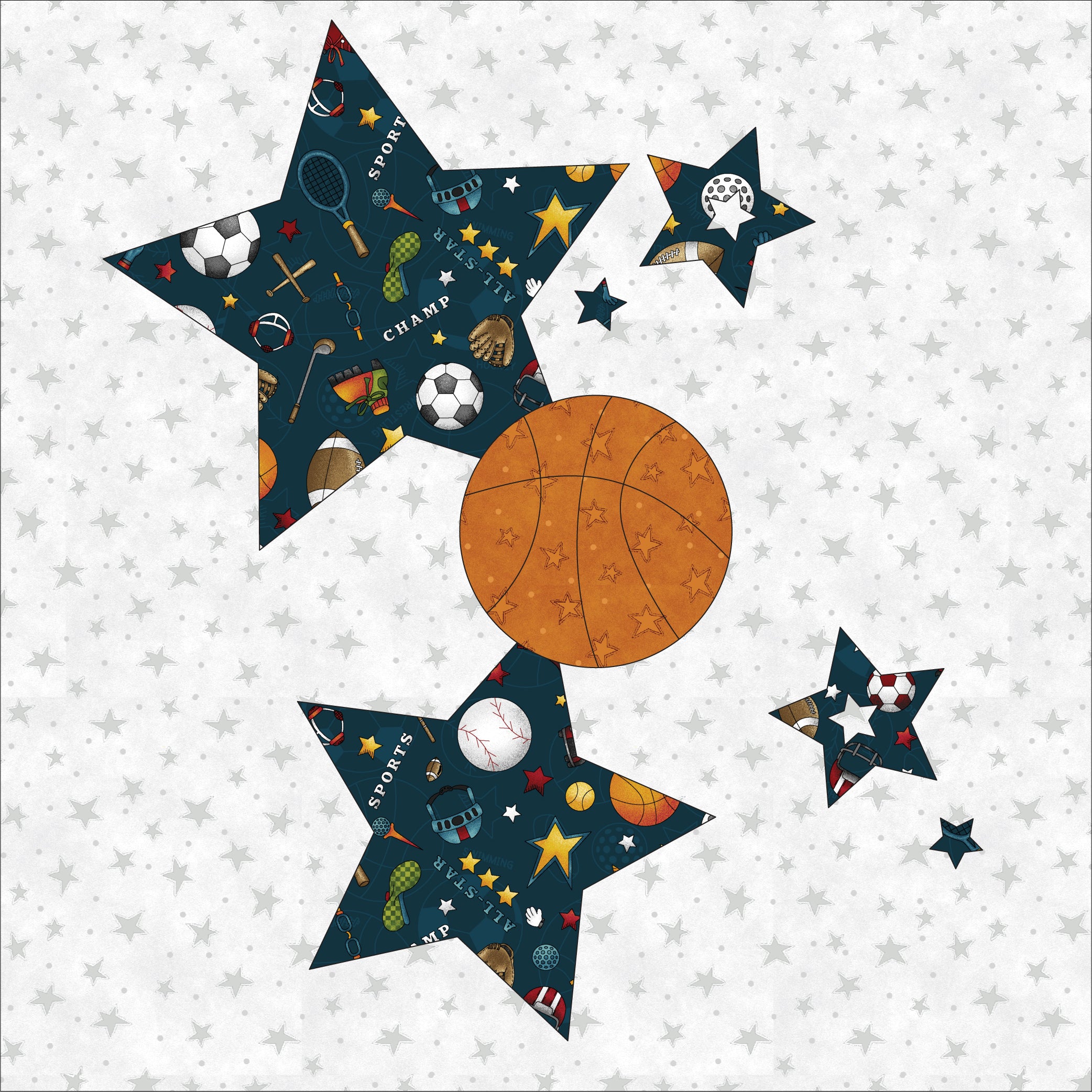 Basketball & Stars Precut Fused Applique Pack