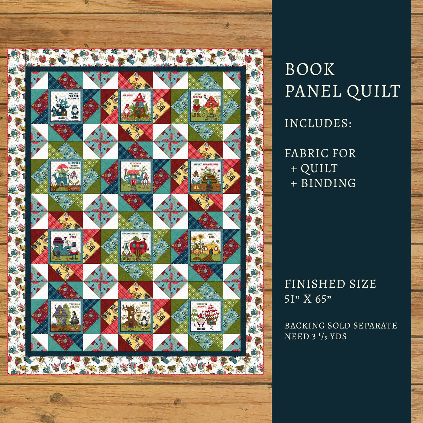 Gnome for the Holidays Book Panel Quilt Kit