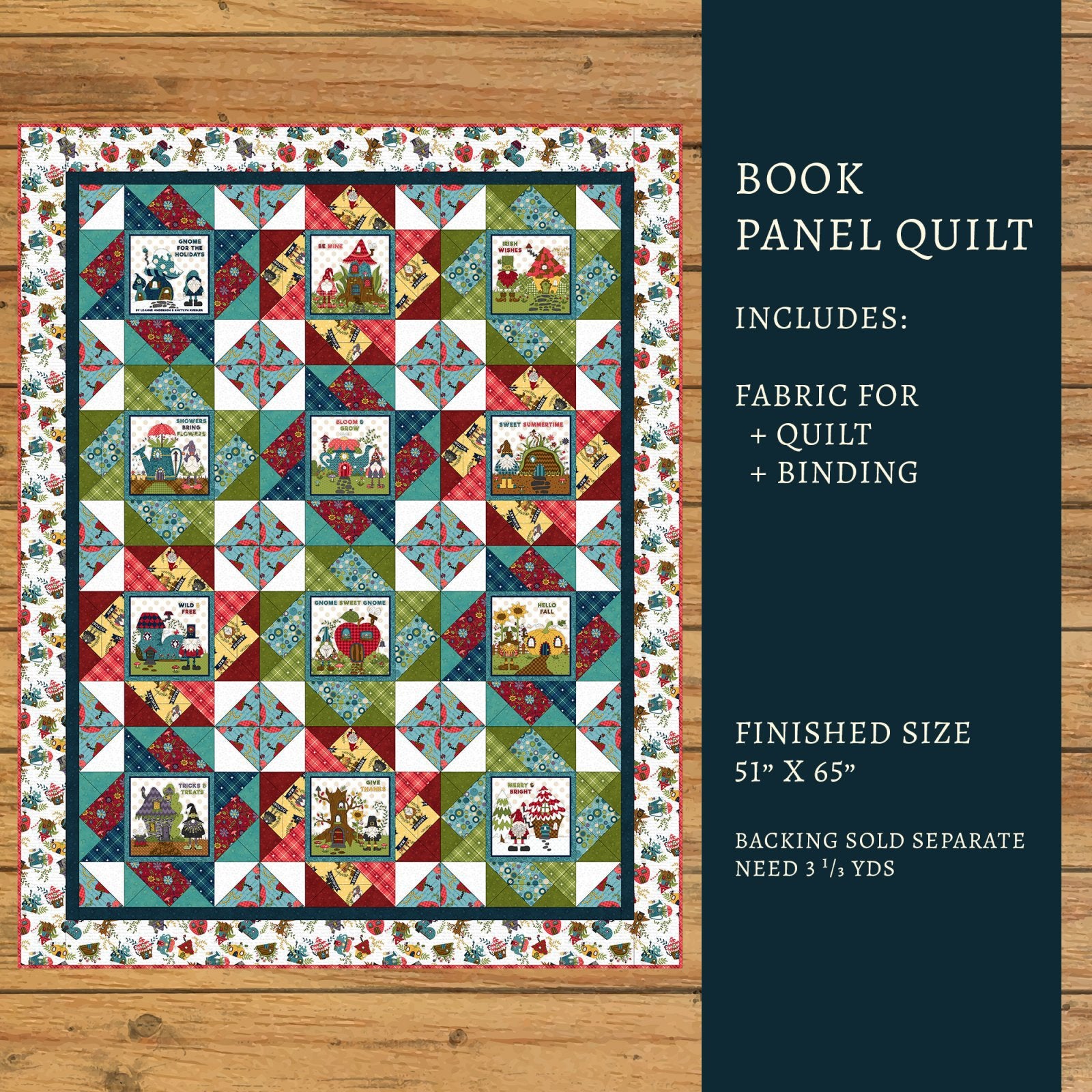 Gnome for the Holidays Book Panel Quilt Kit