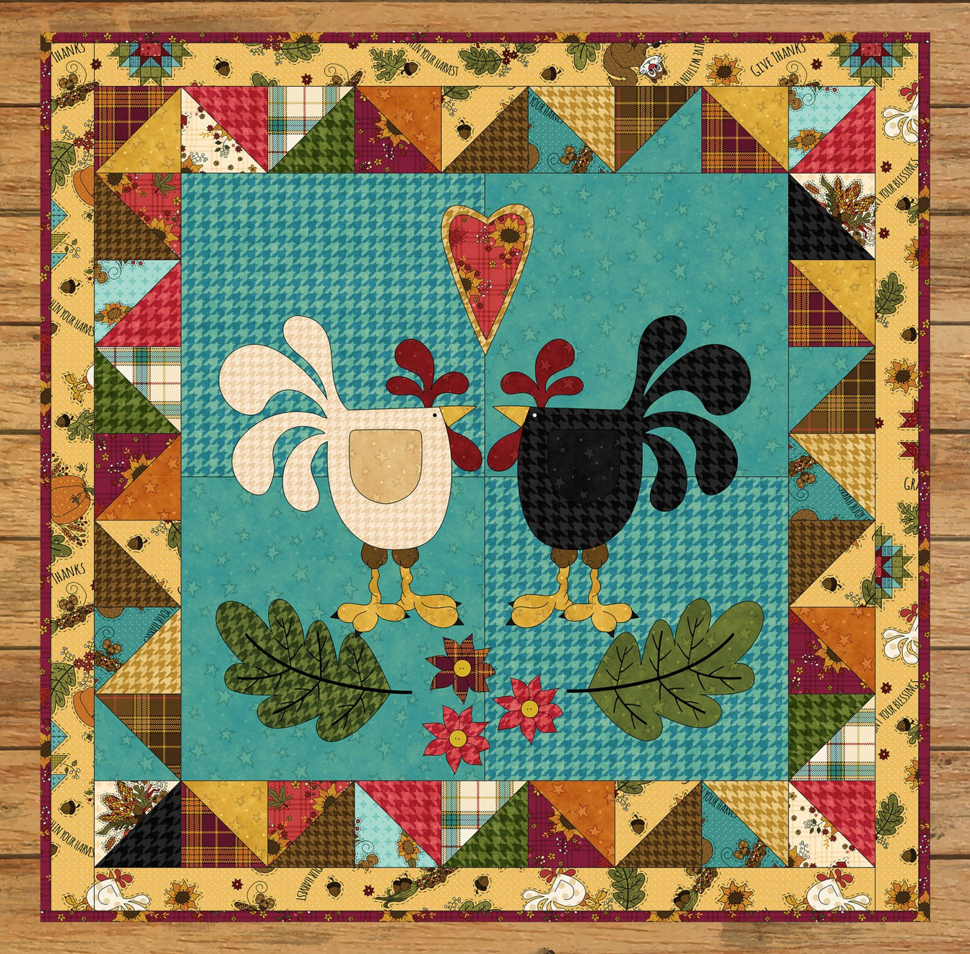 Chickens + Squirrel Table Topper & Pillow