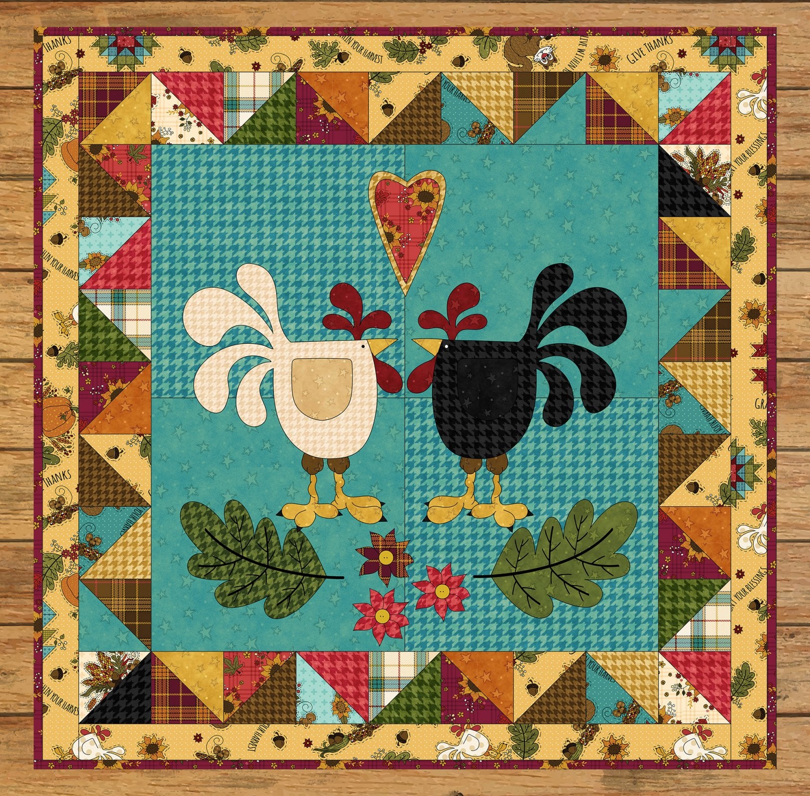 Chickens + Squirrel Table Topper & Pillow