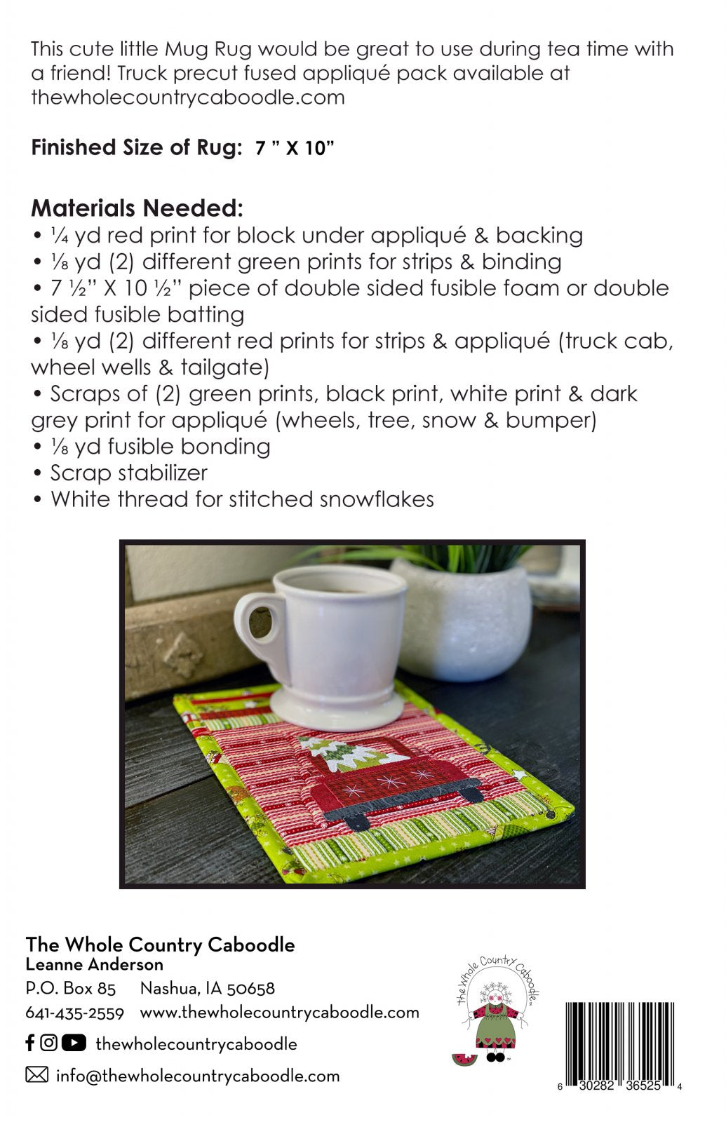 Christmas Truck Mug Rug Pattern