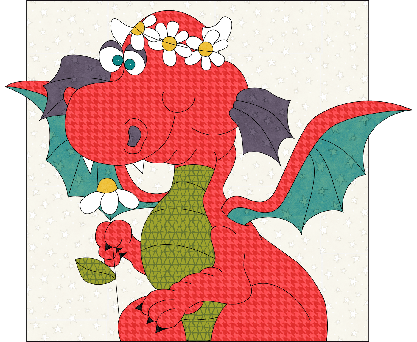 Little Girl Dragon Applique