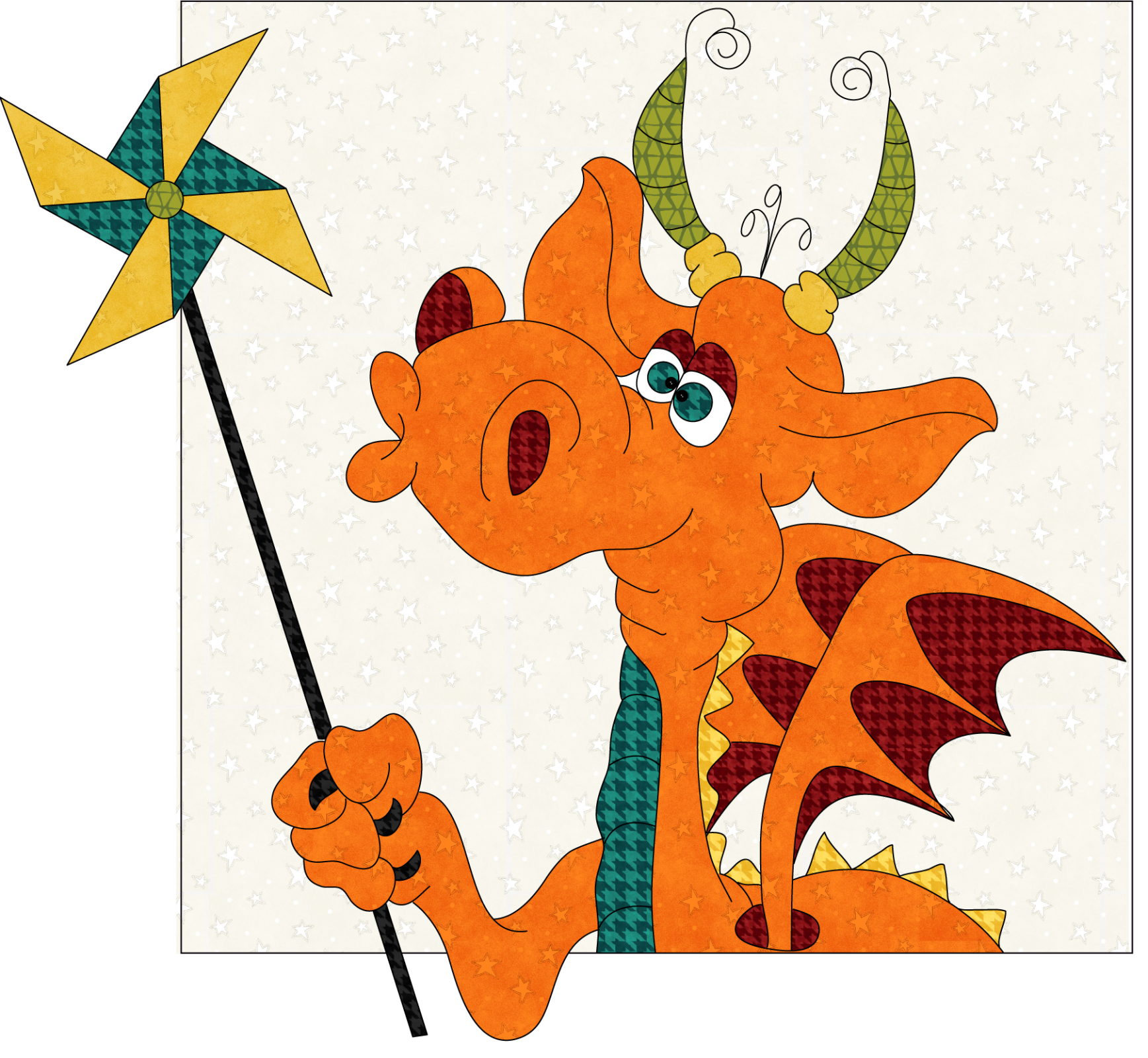 Whirly Gig Dragon Applique
