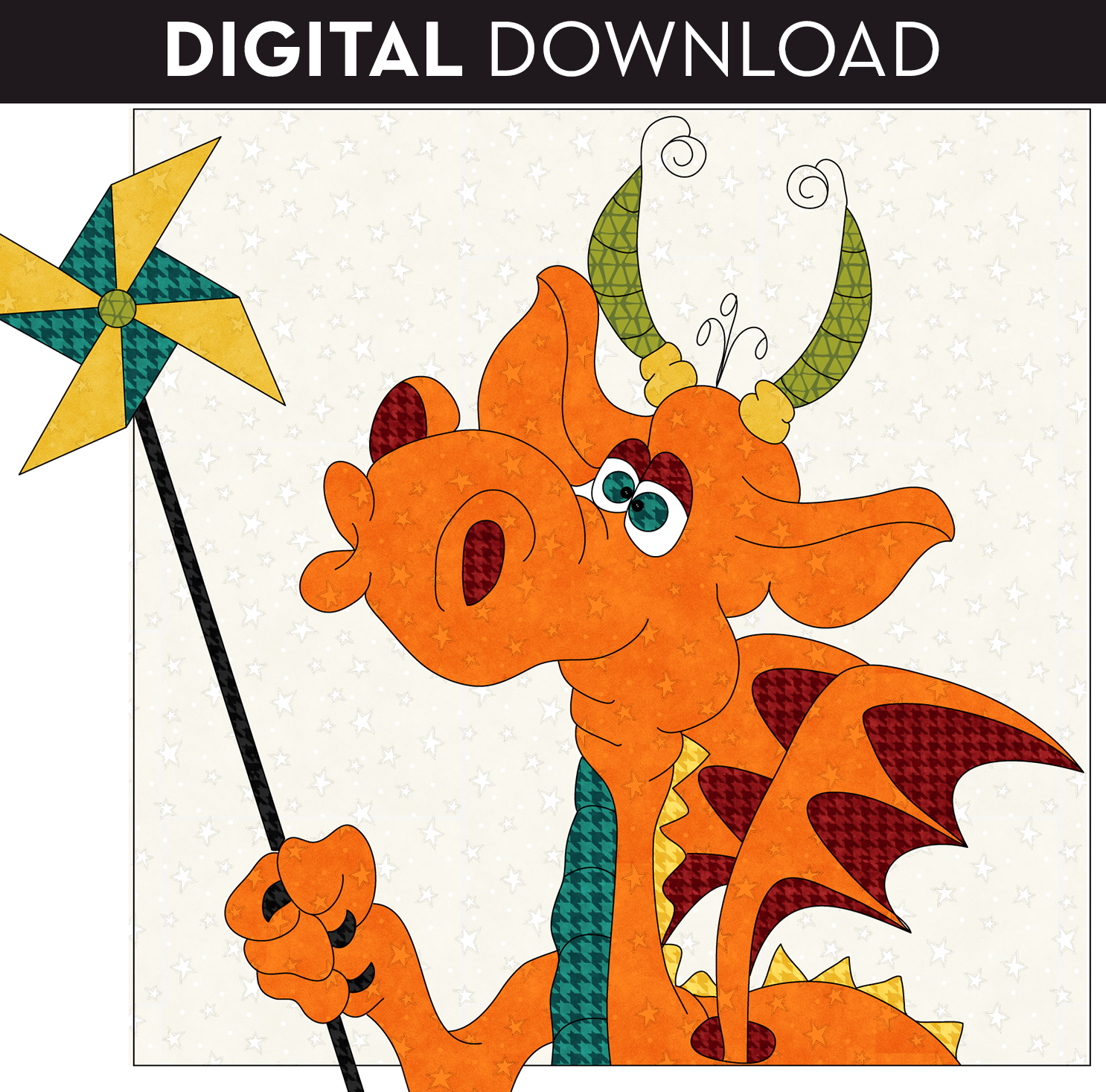 Whirly Gig Dragon Applique
