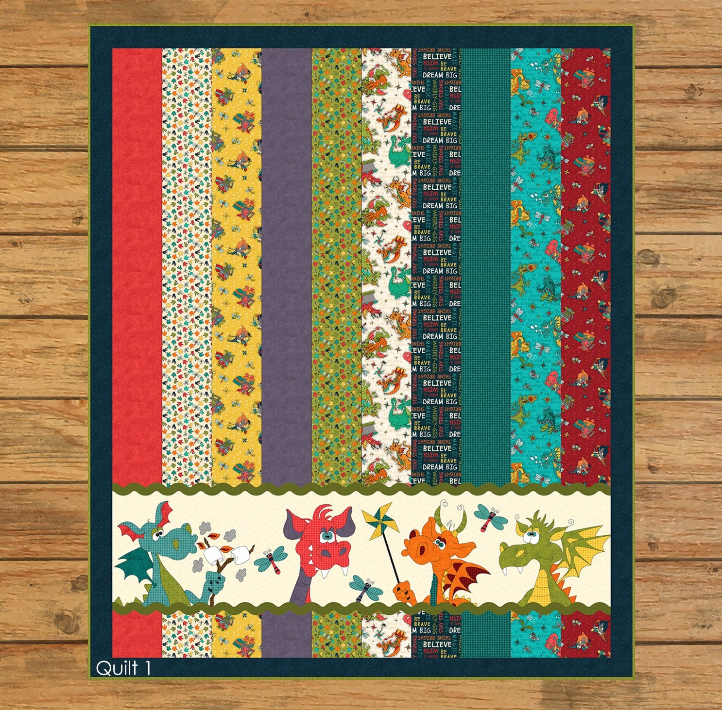 Dragon Friends Strip Quilt Kit Version 1