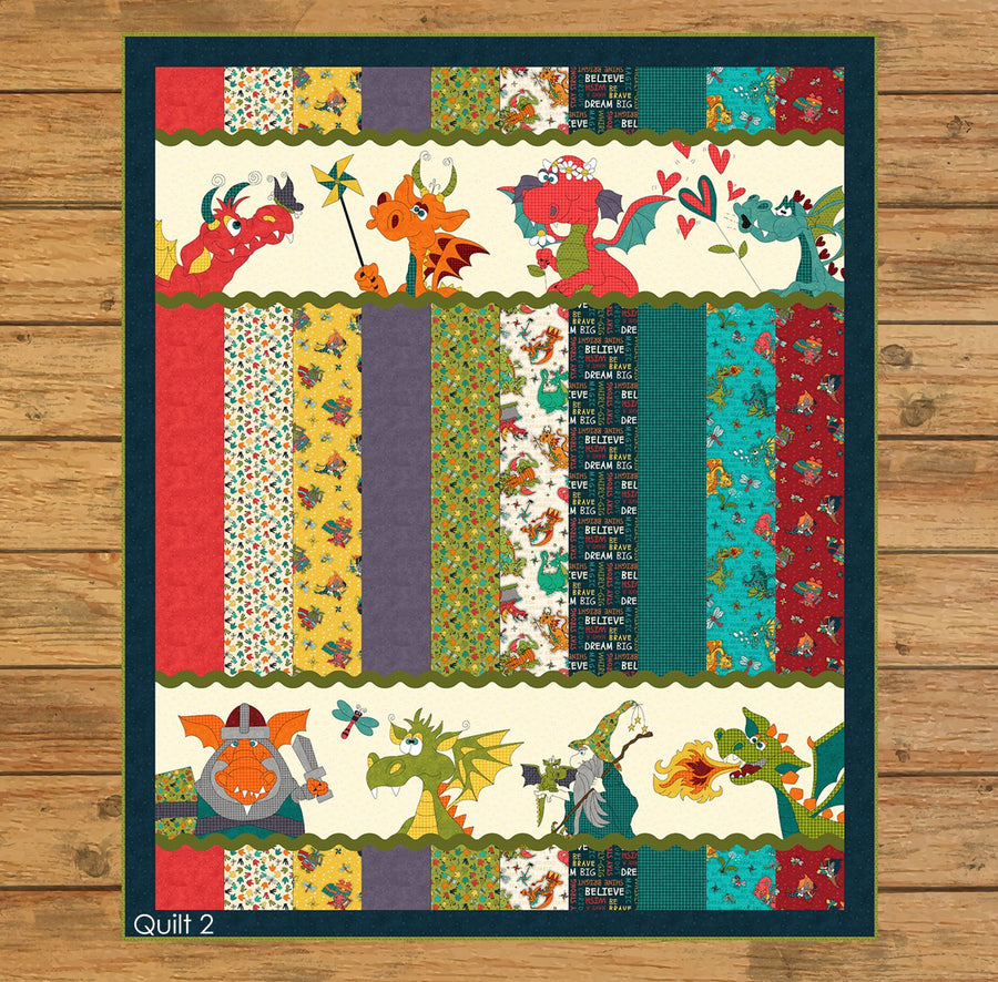 Dragon Friends Strip Quilt Kit Version 2